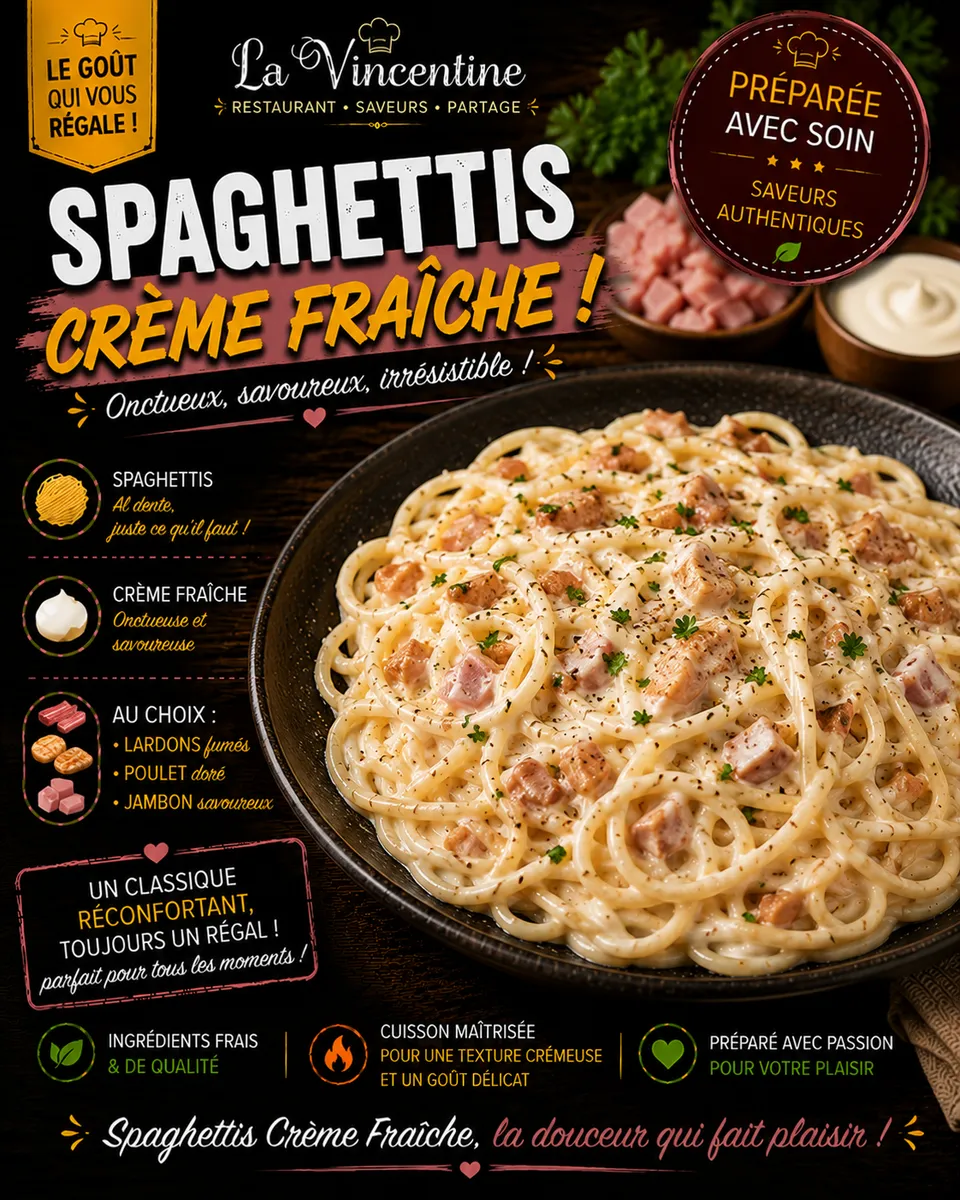 Spaghettis Crème Fraiche